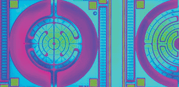 Image: Microscope/Micrograph of MEMS micro-heating element with integrated CMOS electronic driver and temperature sensing circuits (Photo courtesy of Cambridge CMOS Sensors).